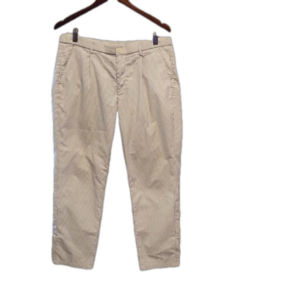 Uniqlo gray/white striped cotton blend drawstring waist  ankle  pants sz M